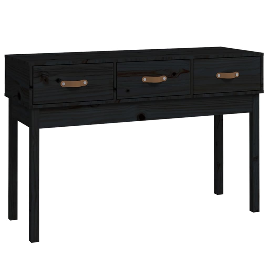 Black console table 114x40x75 cm solid pine wood