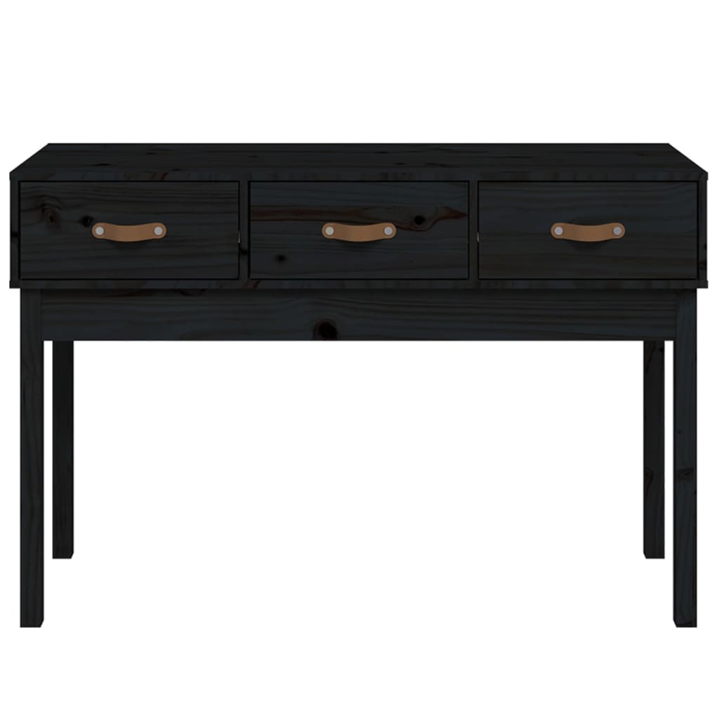 Table console Noir 114x40x75 cm Bois massif de pin