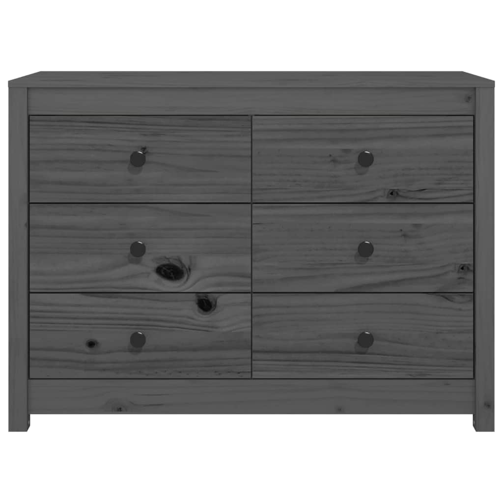 Gray side cabinet 100x40x72 cm Solid pine wood