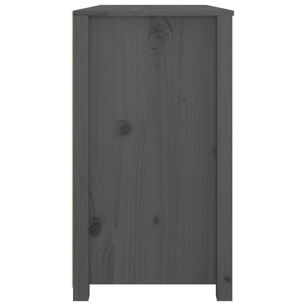 Gray side cabinet 100x40x72 cm Solid pine wood