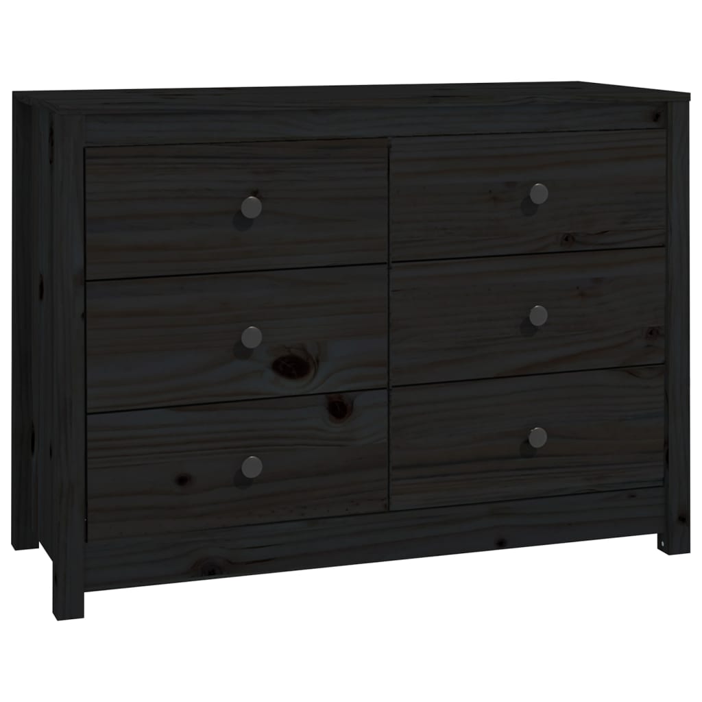 Black side cabinet 100x40x72 cm Solid pine wood