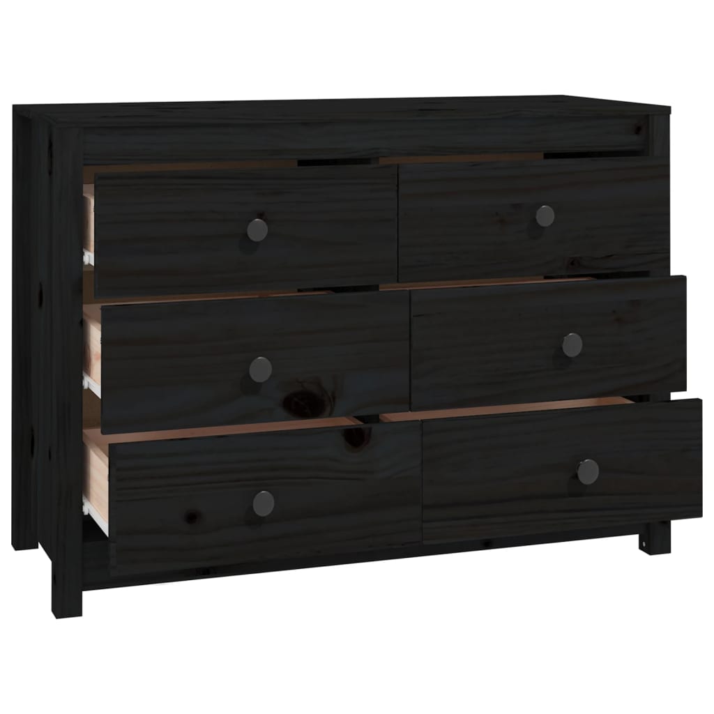 Black side cabinet 100x40x72 cm Solid pine wood