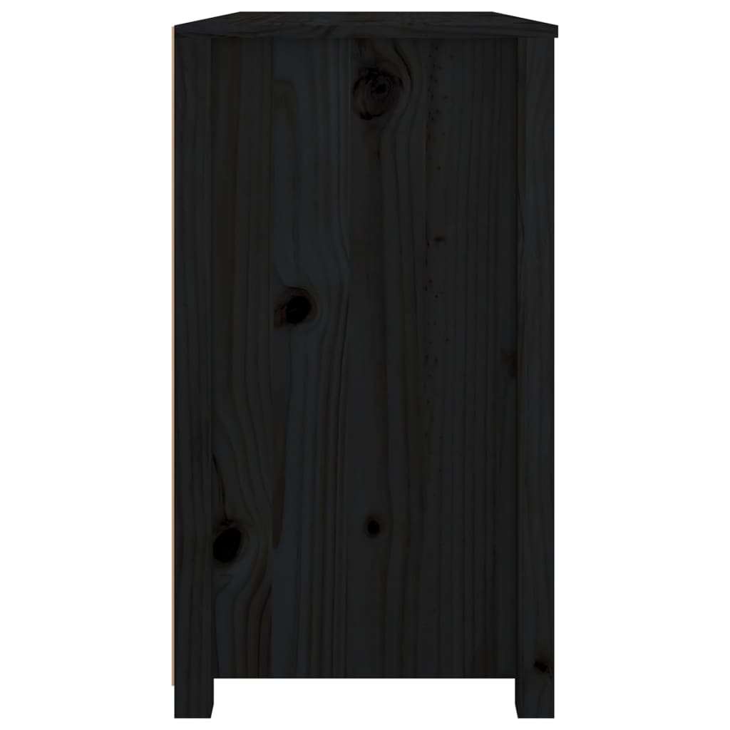 Armadio laterale nero 100x40x72 cm in legno di pino solido