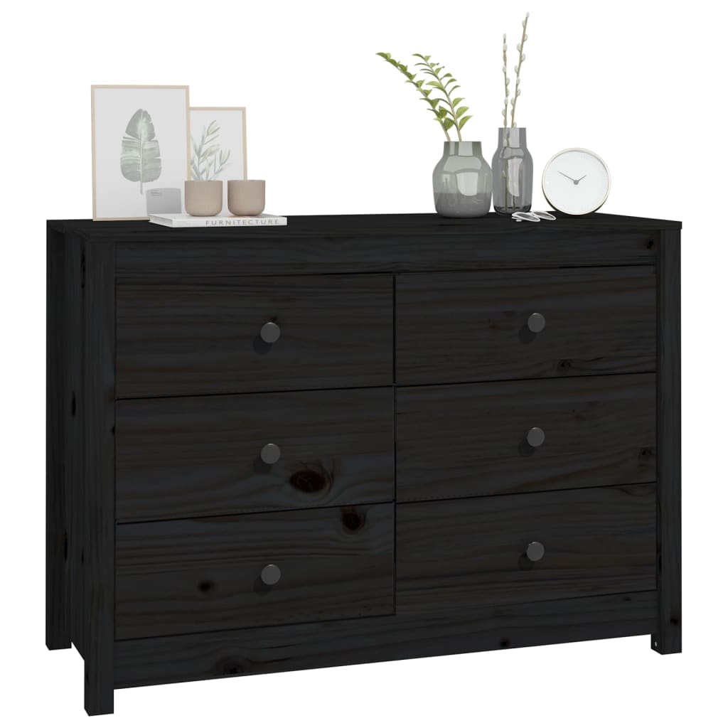 Black side cabinet 100x40x72 cm Solid pine wood