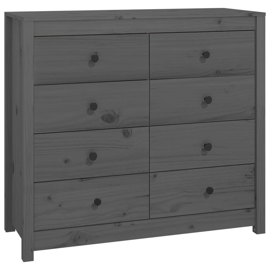 Gray side cabinet 100x40x90 cm Solid pine wood