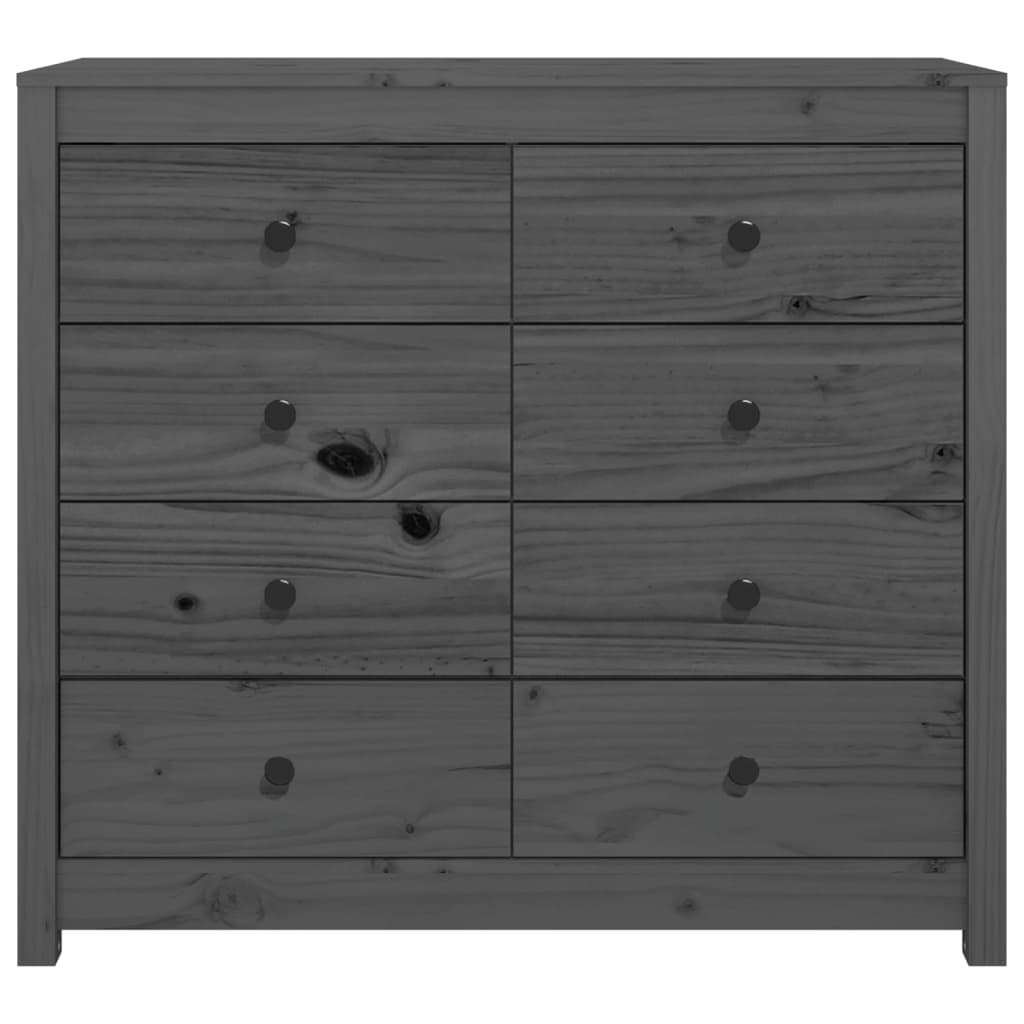 Gray side cabinet 100x40x90 cm Solid pine wood