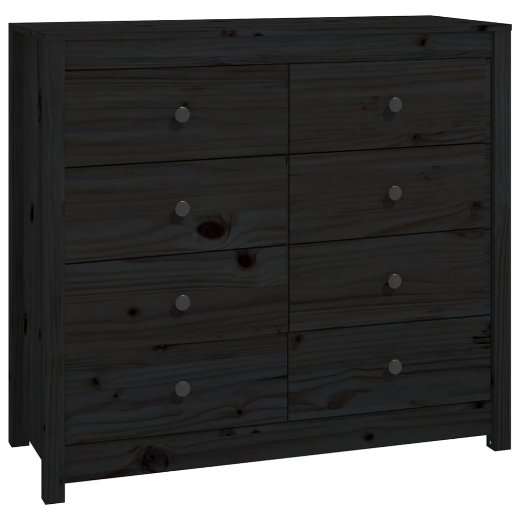 Black side cabinet 100x40x90 cm Solid pine wood