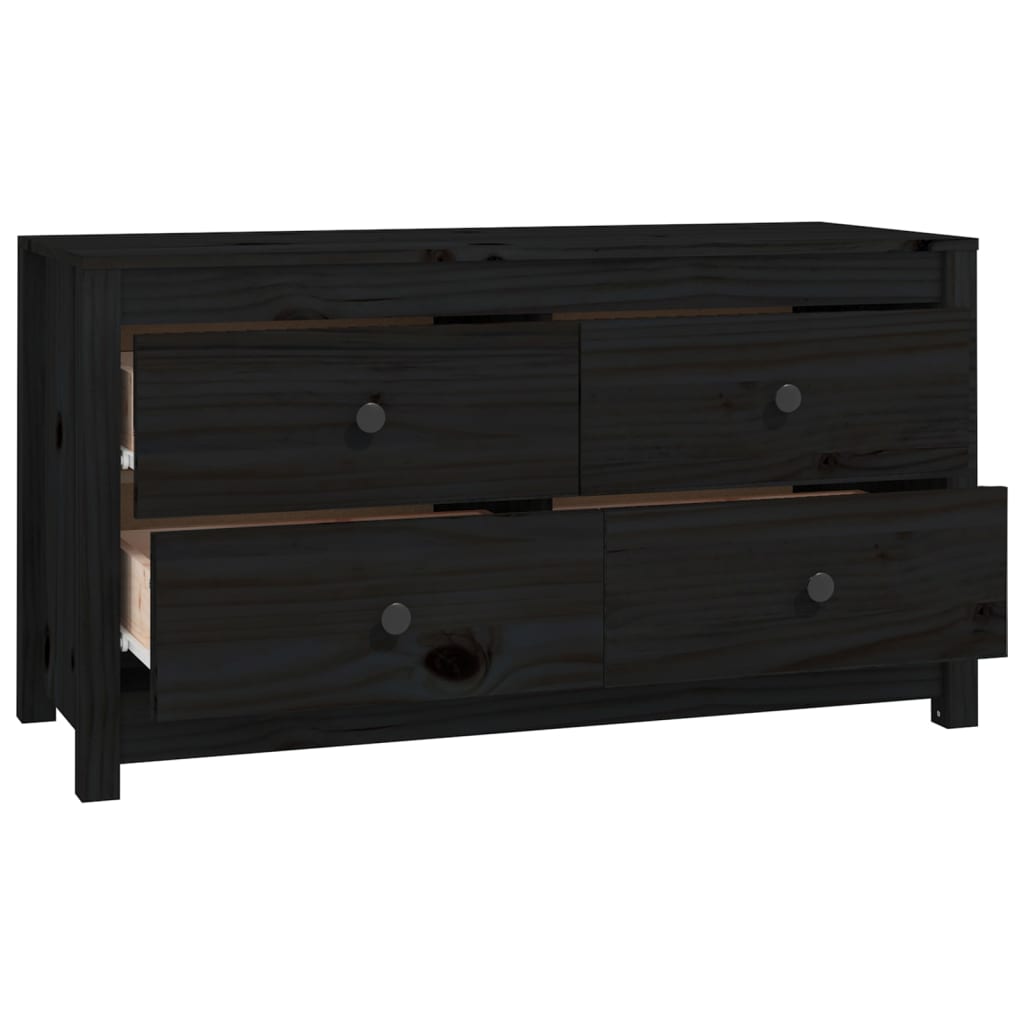 Black side cabinet 100x40x54 cm Solid pine wood