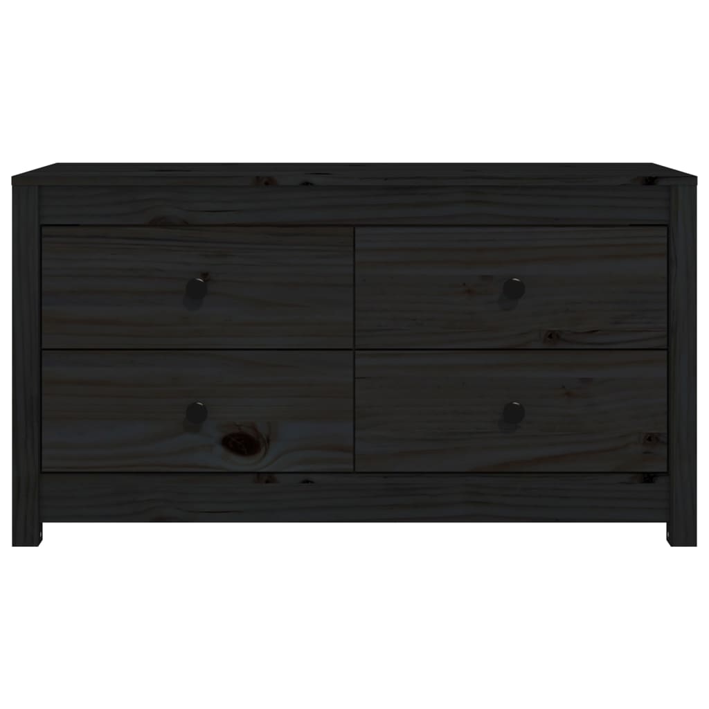 Schwarzer Seitenschrank 100x40x54 cm Festkieferholz