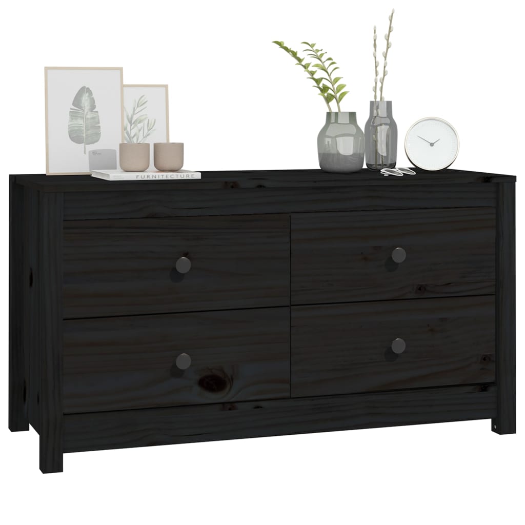 Black side cabinet 100x40x54 cm Solid pine wood