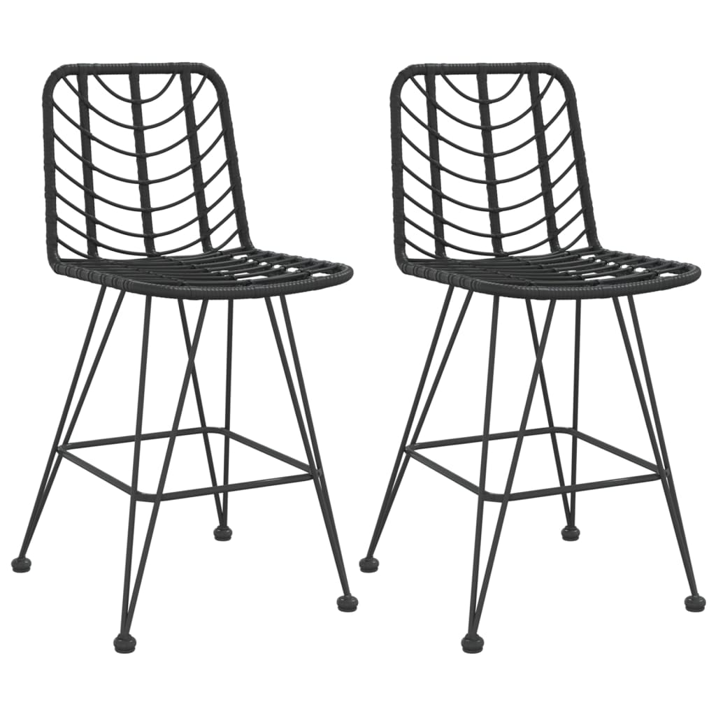 2 pcs black bar stools 45x56x103.5 cm braided resin steel