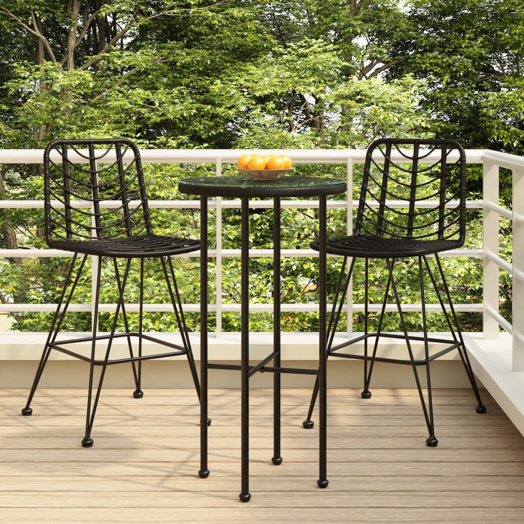 2 pcs black bar stools 45x56x103.5 cm braided resin steel