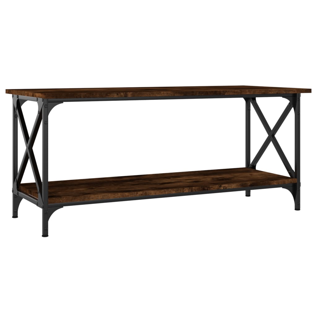 Smoked oak coffee table 100x45x45 cm engineering and iron wood