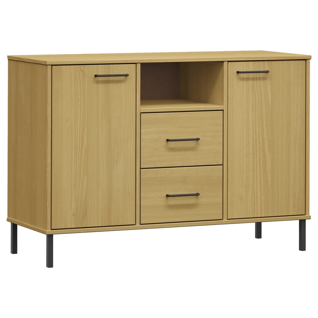 Buffet avec pieds en métal Marron 113x40x77 cm Bois massif OSLO