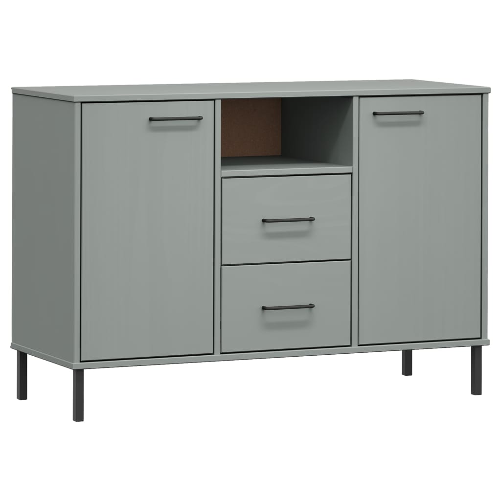 Buffet avec pieds en métal Gris 113x40x77 cm Bois massif OSLO