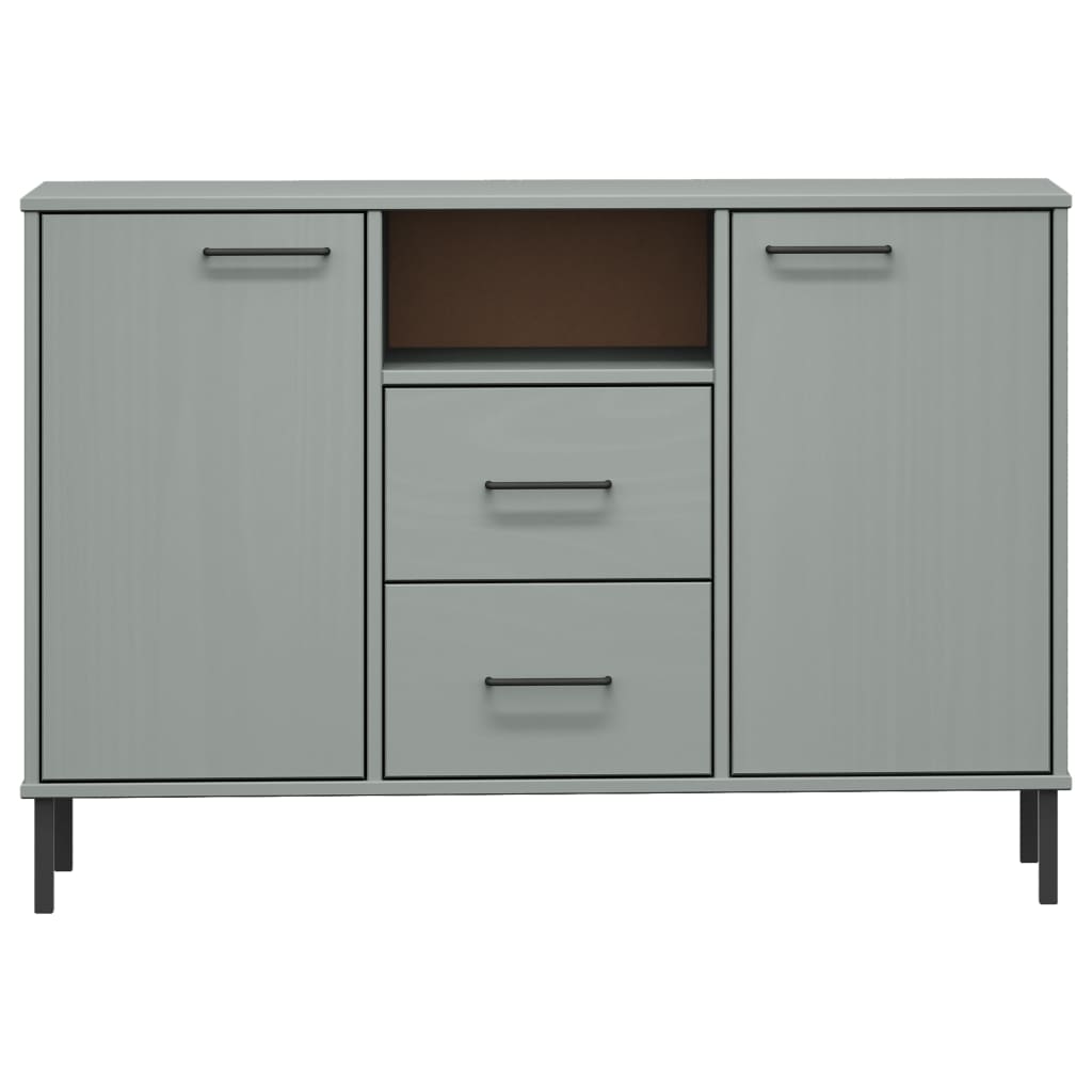 Credenza con gambe in metallo Grigio 113x40x77 cm Legno massello OSLO