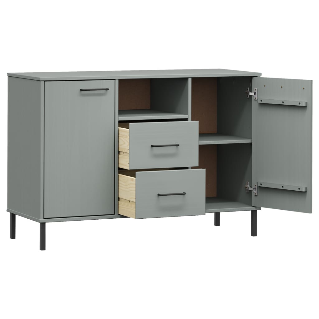 Credenza con gambe in metallo Grigio 113x40x77 cm Legno massello OSLO