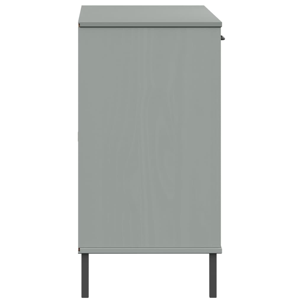 Credenza con gambe in metallo Grigio 113x40x77 cm Legno massello OSLO