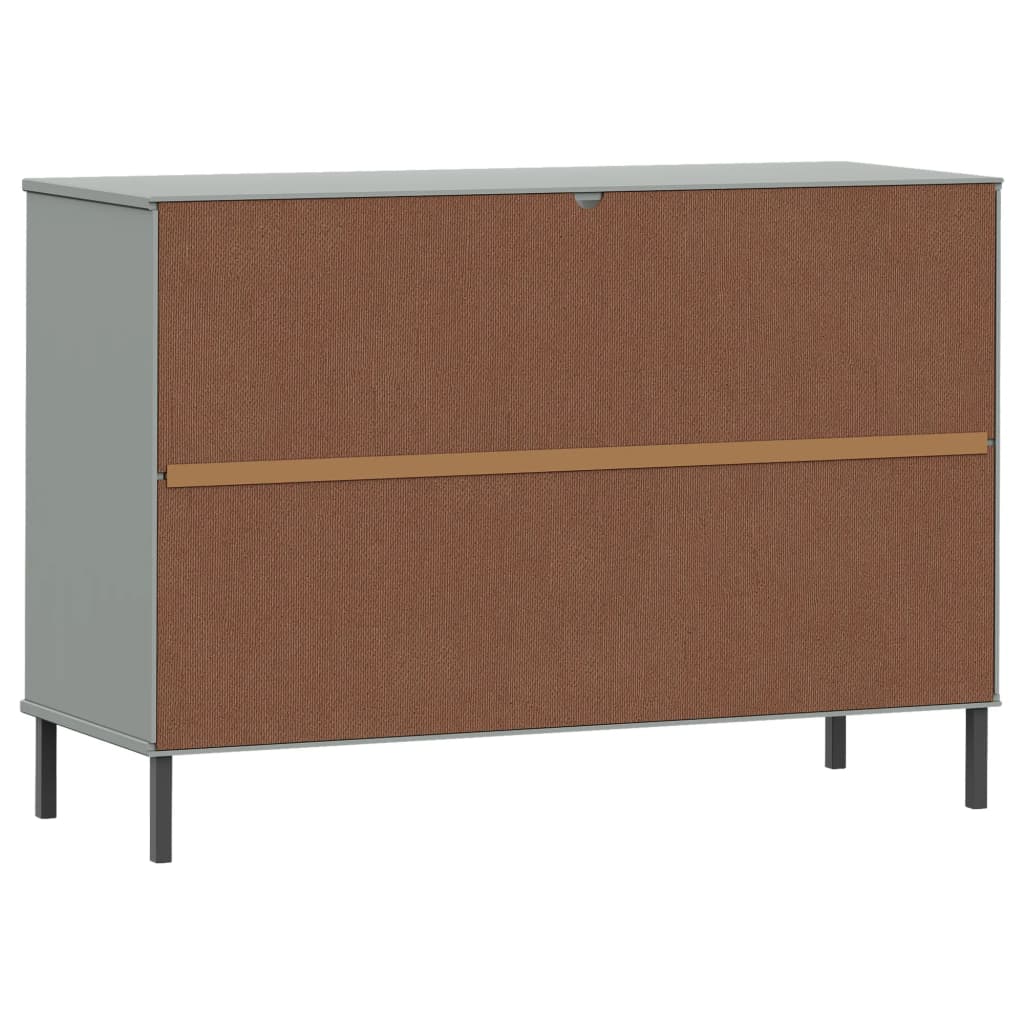 Credenza con gambe in metallo Grigio 113x40x77 cm Legno massello OSLO