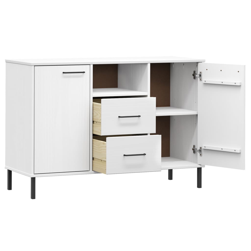 Buffet with white metal feet 113x40x77 cm Solid wood Oslo