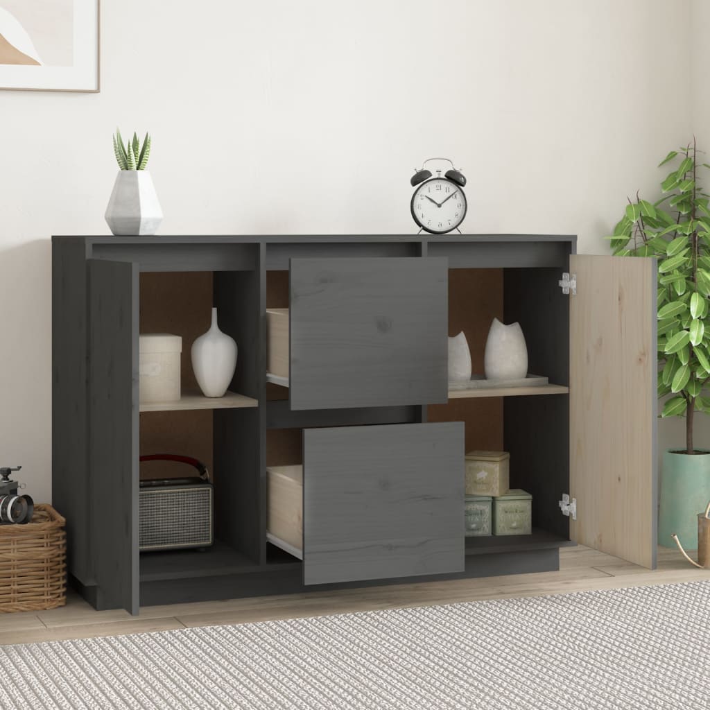 Gray buffet 111x34x75 cm solid pine wood