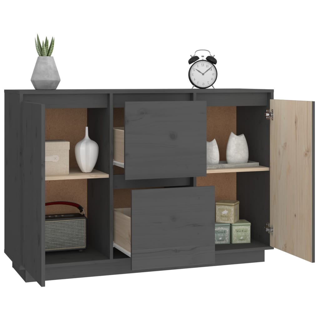 Gray buffet 111x34x75 cm solid pine wood