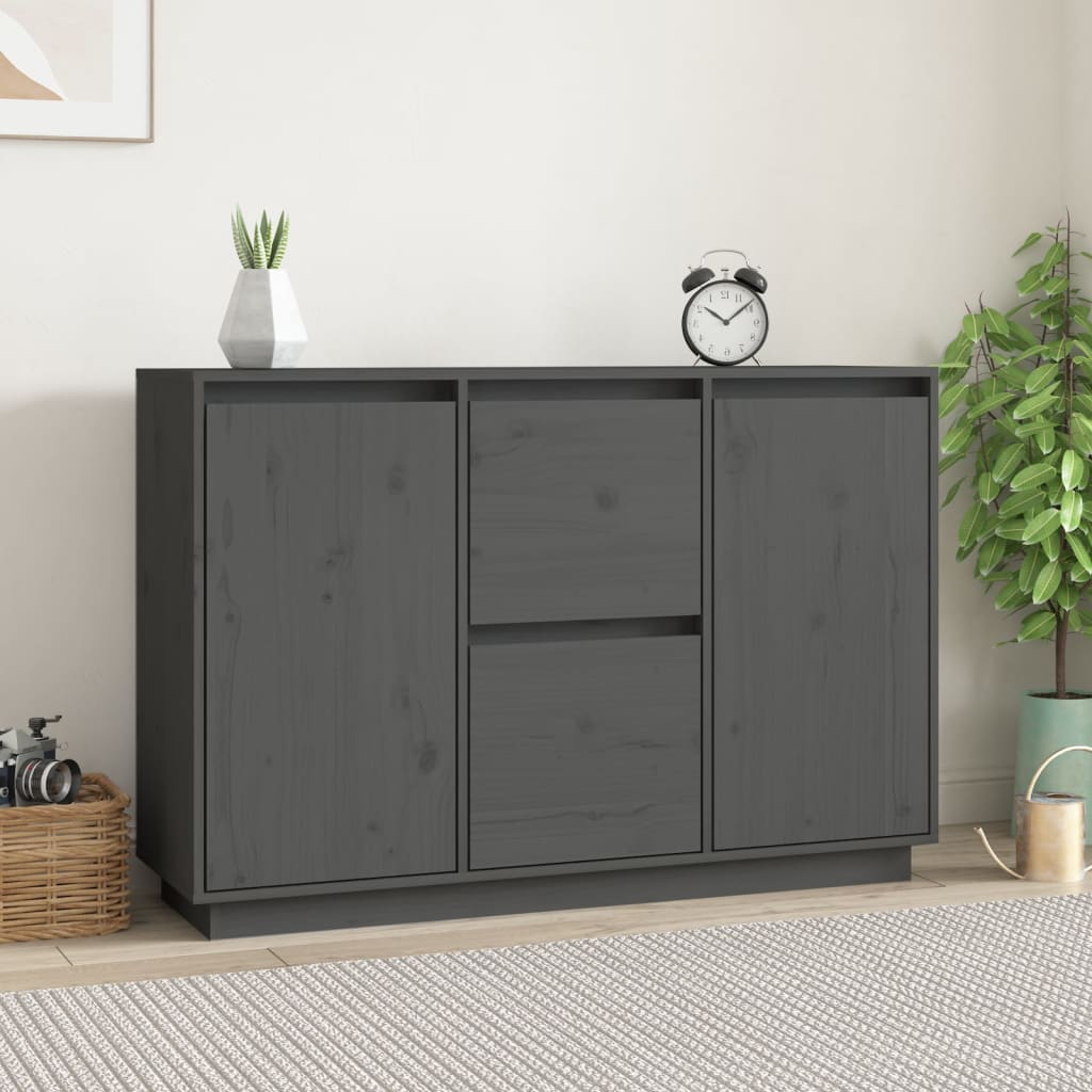 Gray buffet 111x34x75 cm solid pine wood