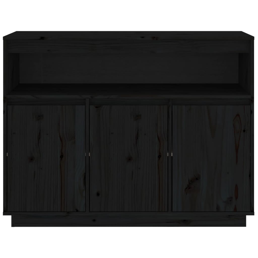 Buffet nero 104.5x34x80 cm in legno di pino solido