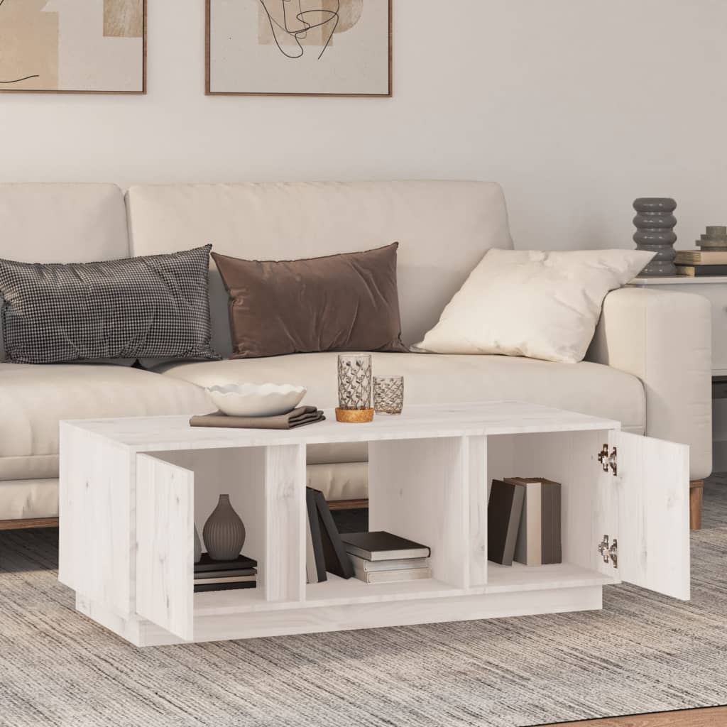 White coffee table 110x50x40 cm solid pine wood