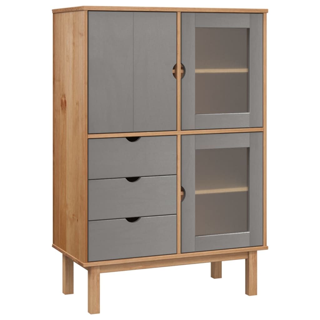 Otta brown and gray high buffet 85x43x125 cm Solid pine wood