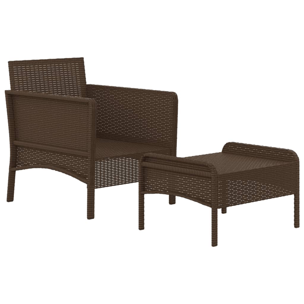 Salon de jardin 2 pcs avec coussins Marron Résine tressée