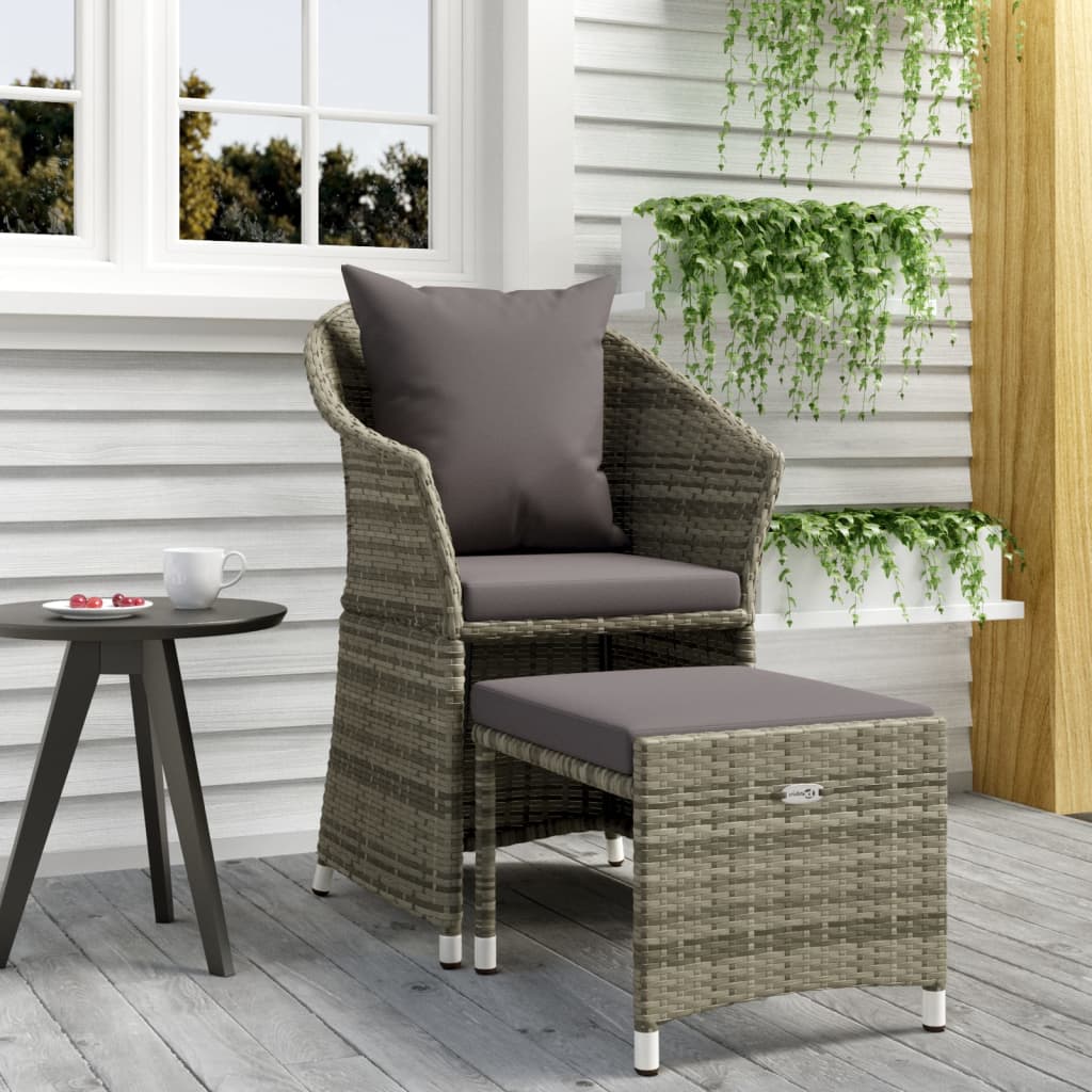 Salon de jardin 2 pcs avec coussins Gris Résine tressée