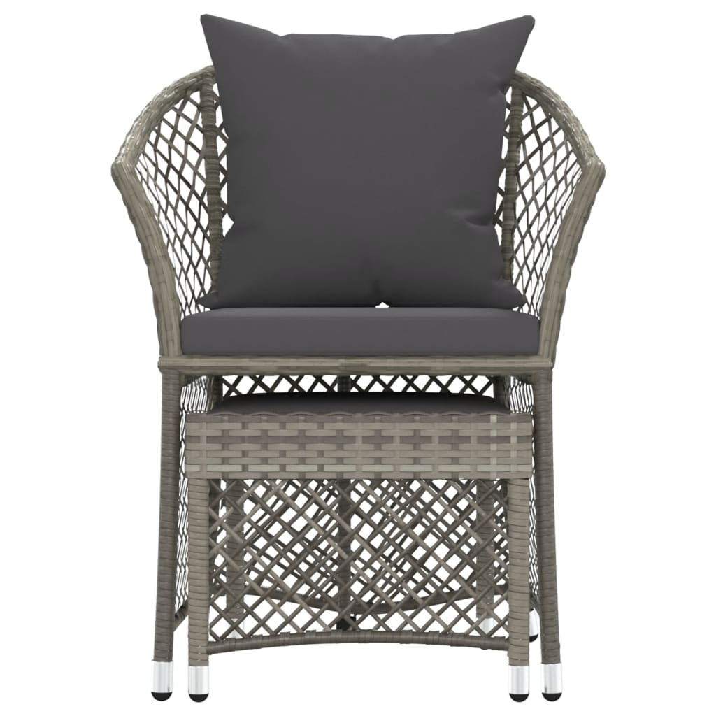 Salon de jardin 2 pcs avec coussins Gris Résine tressée