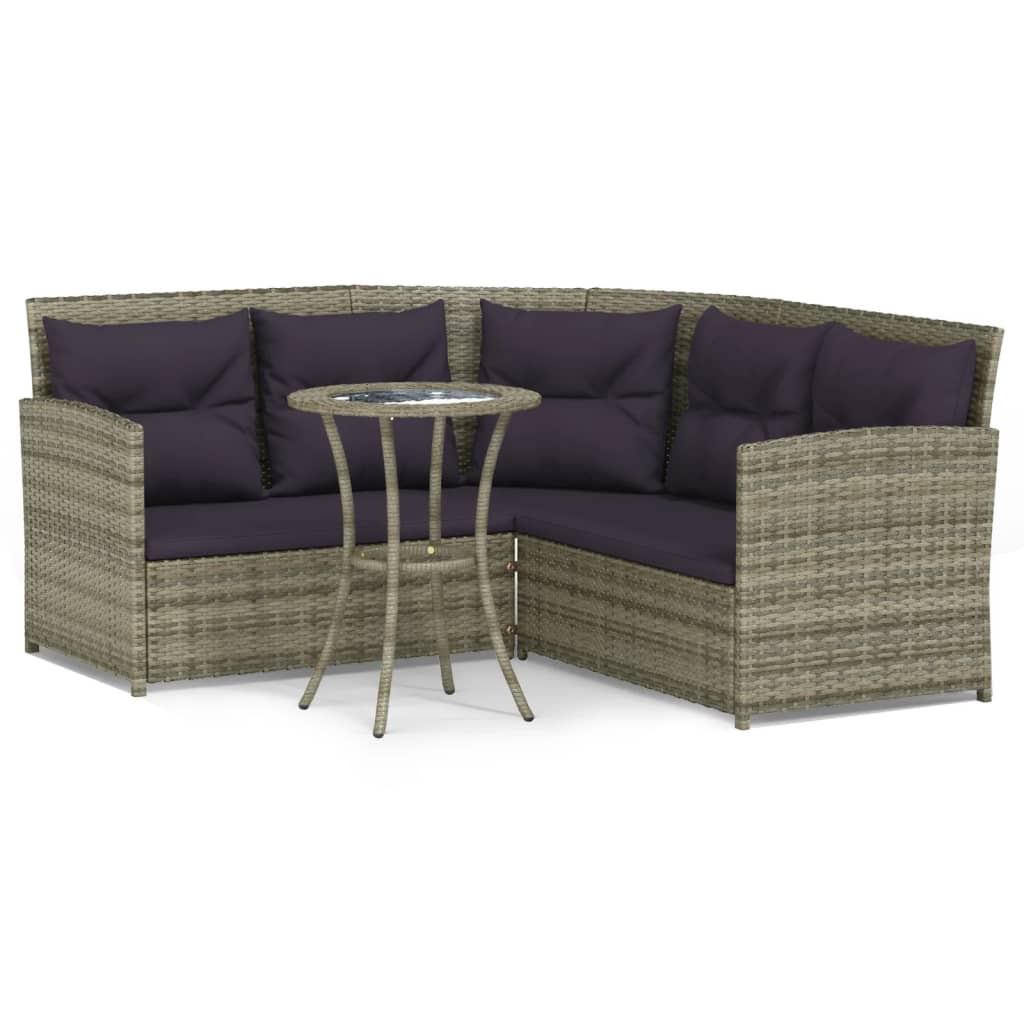 Set von Sofas in l 2pcs mit geflochtenen Harzgraukissen