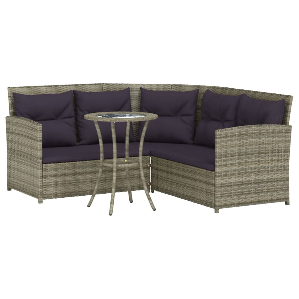 Set von Sofas in l 2pcs mit geflochtenen Harzgraukissen