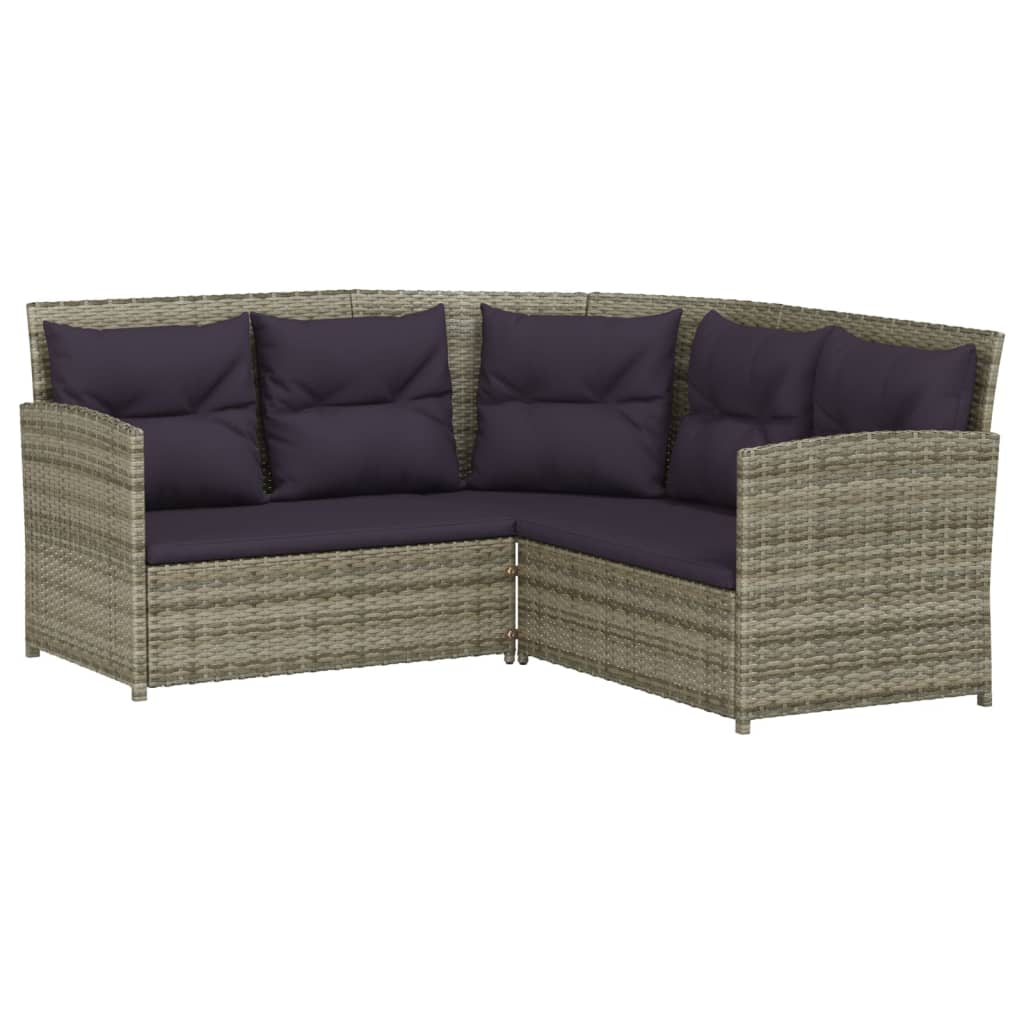 Set of sofas in L 2pcs with braided resin gray cushions