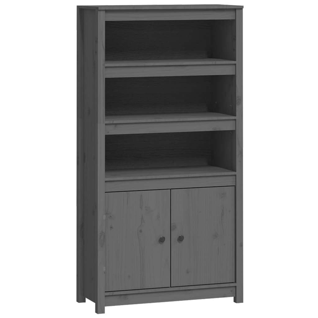 Gray high buffet 80x35x154 cm solid pine wood