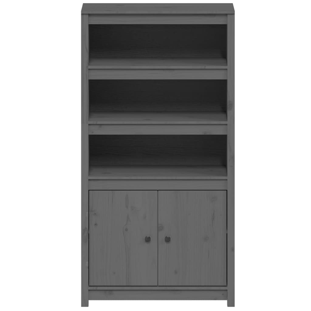 Buffet haut Gris 80x35x154 cm Bois massif de pin