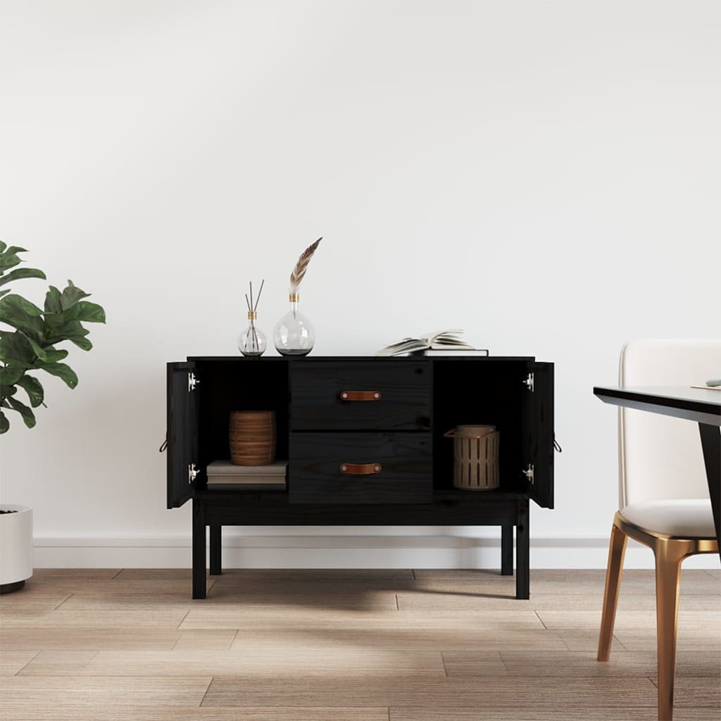 Black buffet 110x40x78 cm solid pine wood