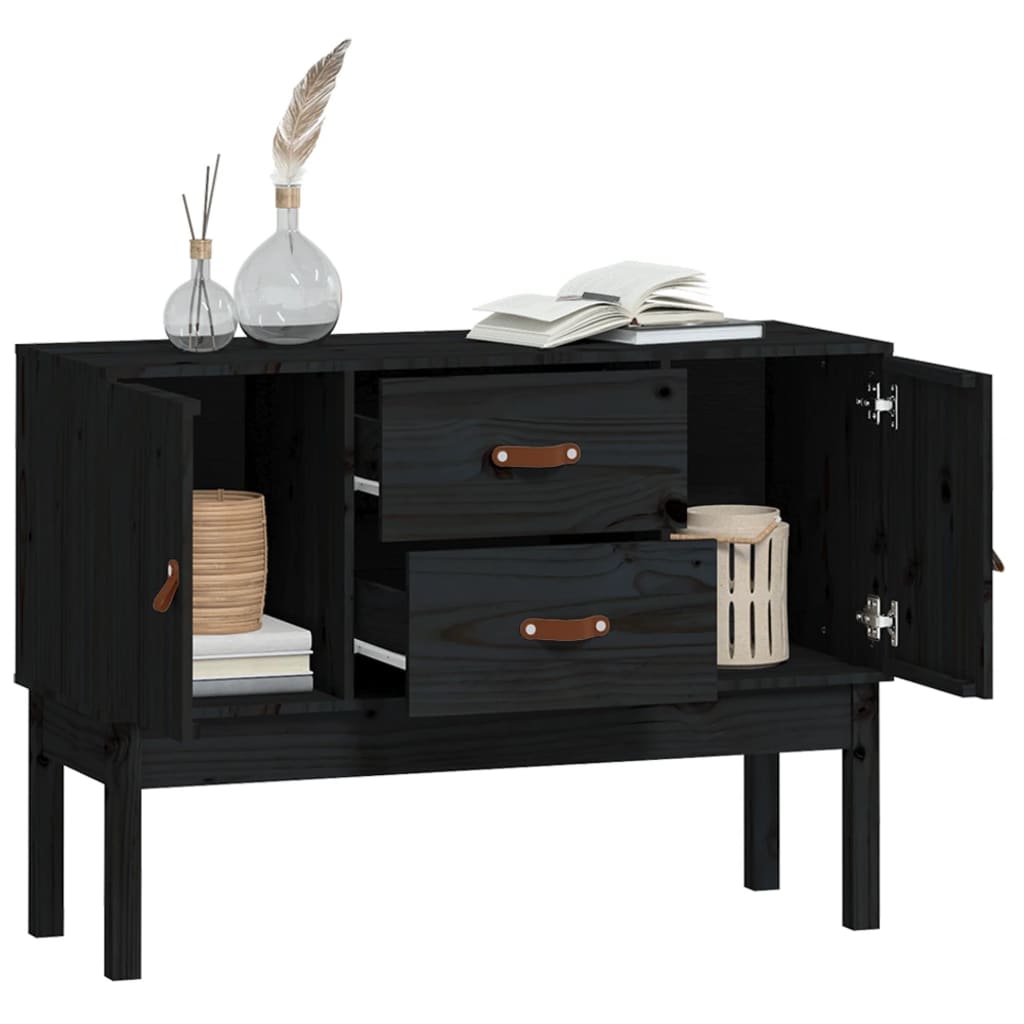 Black buffet 110x40x78 cm solid pine wood