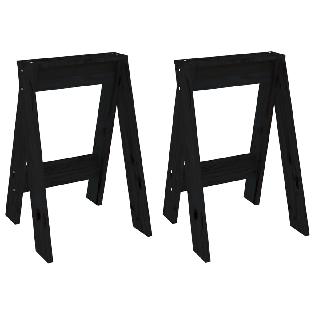 2 black batch stools 40x40x60 cm solid pine wood