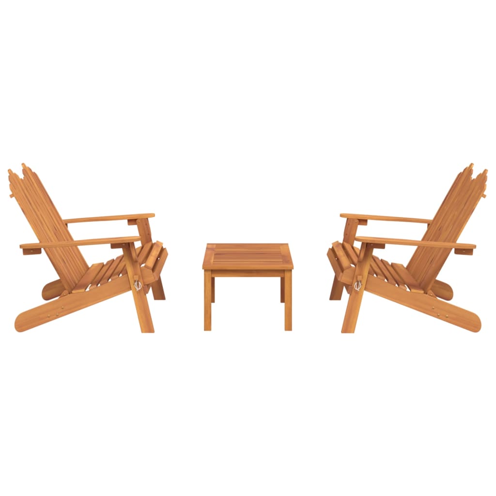 Set di mobili da giardino solido Adirondack da 3 pezzi in legno Acacia