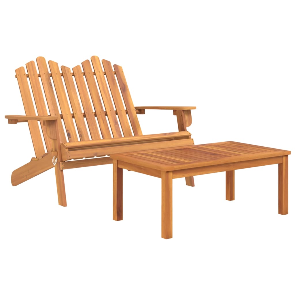 Set di mobili da giardino solido Adirondack da 3 pezzi in legno Acacia