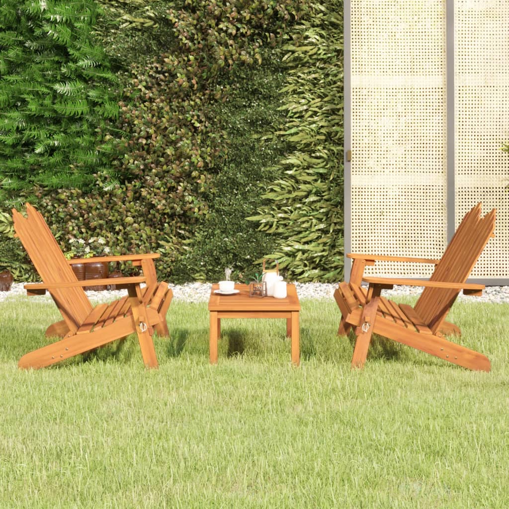 Set di mobili da giardino solido Adirondack da 3 pezzi in legno Acacia