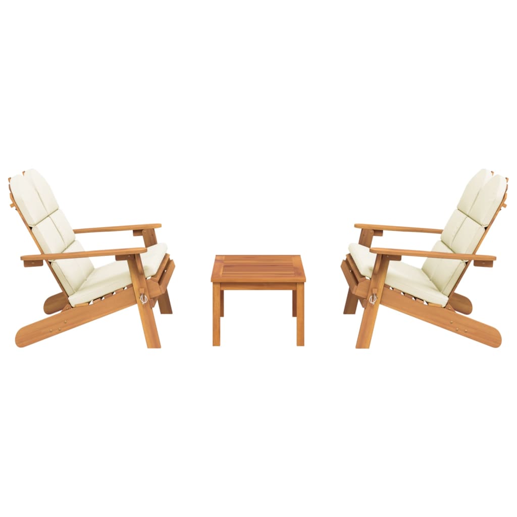 Set di mobili da giardino solido Adirondack da 3 pezzi in legno Acacia