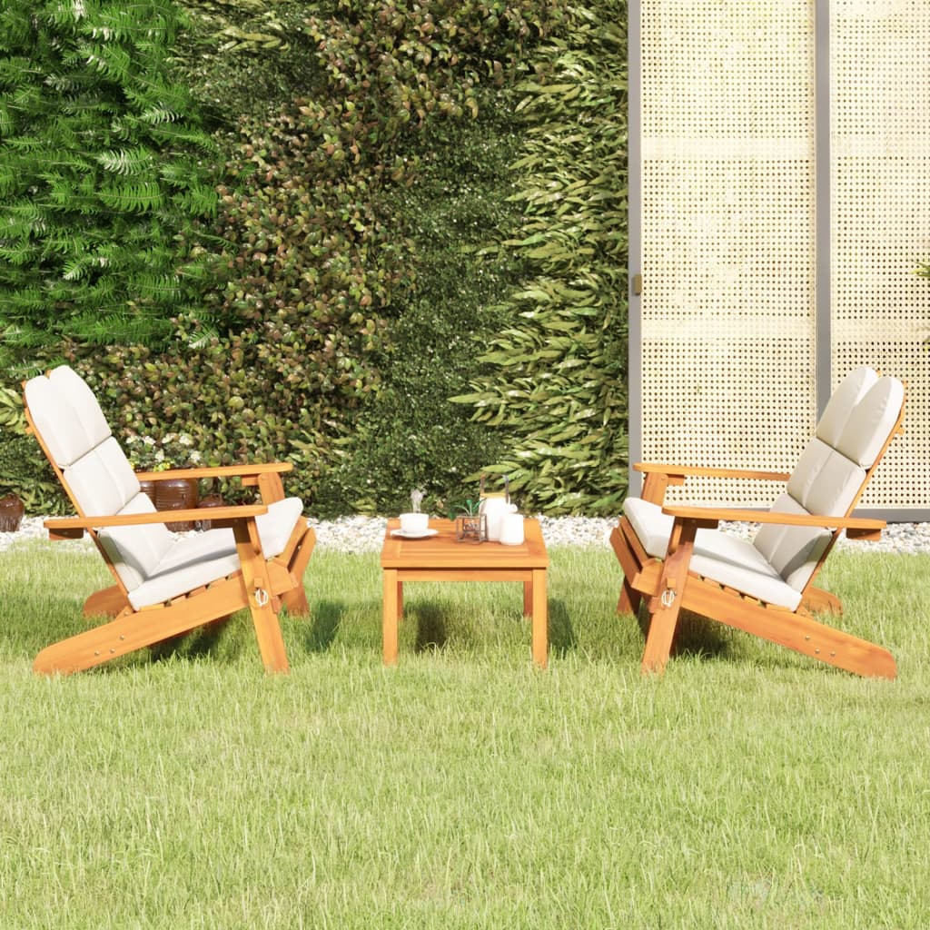 Set di mobili da giardino solido Adirondack da 3 pezzi in legno Acacia