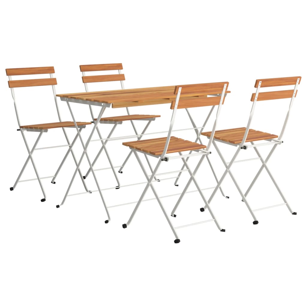 Ensemble de bistro pliable 5 pcs Bois d'acacia solide et acier