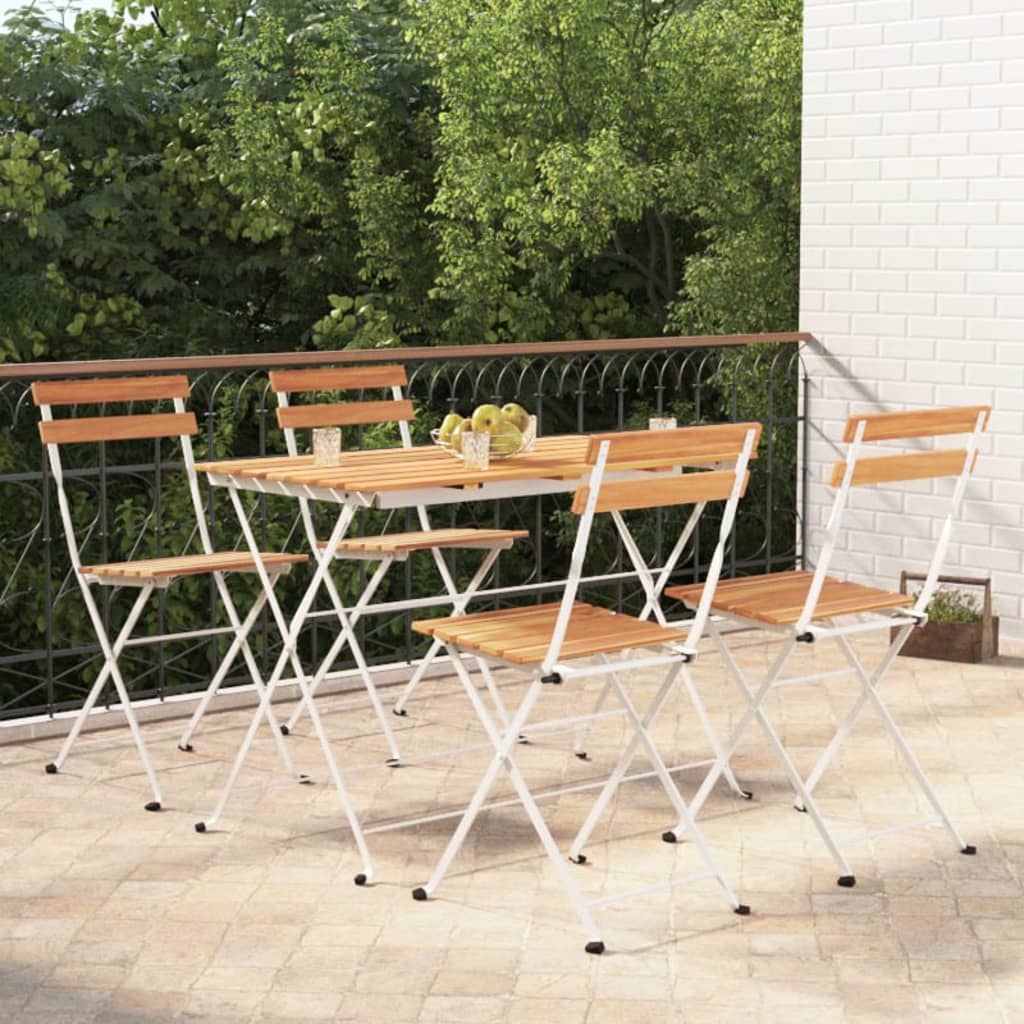 Faltbares Bistro -Set 5 Stcs Massive Akazienholz und Stahl