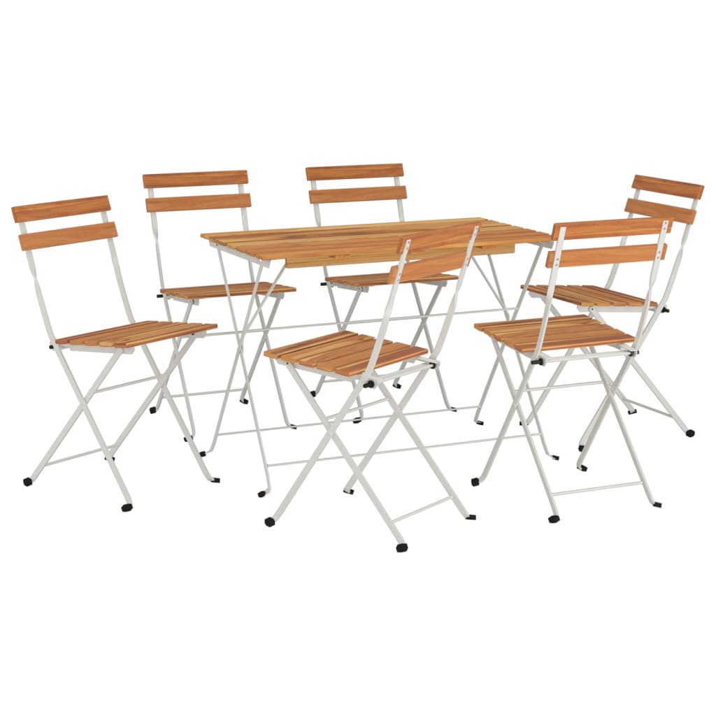 Ensemble de bistro pliable 7 pcs bois d'acacia solide et acier