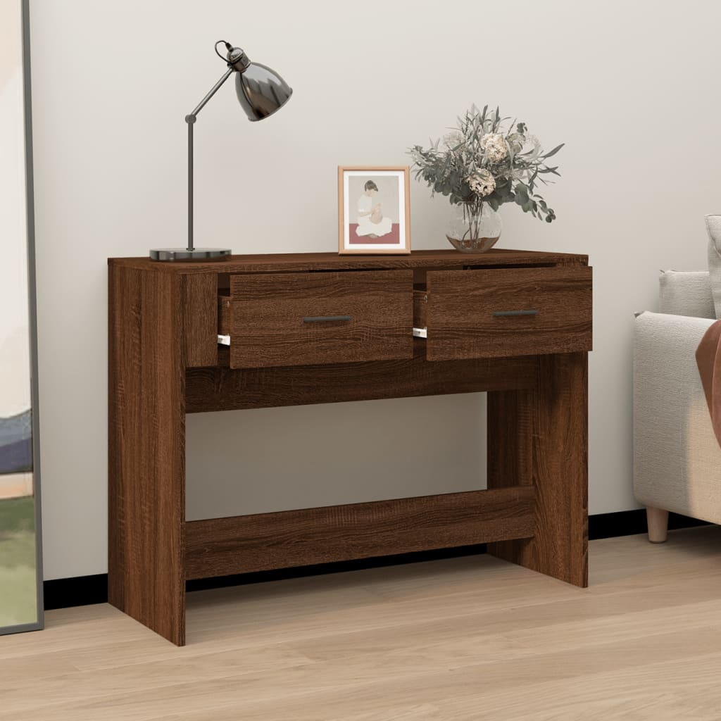 Brown oak console table 100x39x75 cm Engineering wood